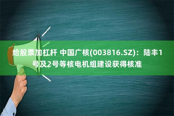 给股票加杠杆 中国广核(003816.SZ)：陆丰1号及2号等核电机组建设获得核准