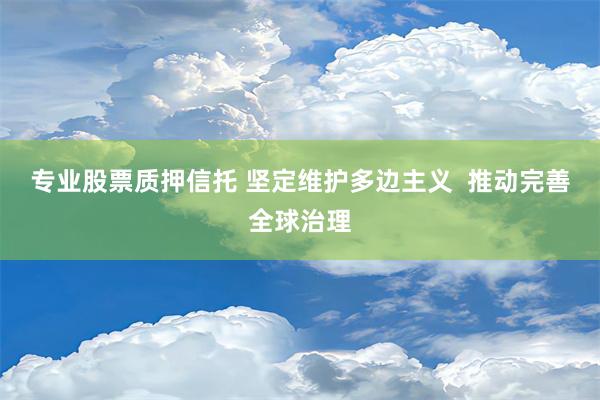 专业股票质押信托 坚定维护多边主义  推动完善全球治理