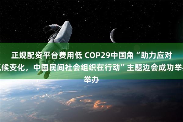 正规配资平台费用低 COP29中国角“助力应对气候变化，中国民间社会组织在行动”主题边会成功举办