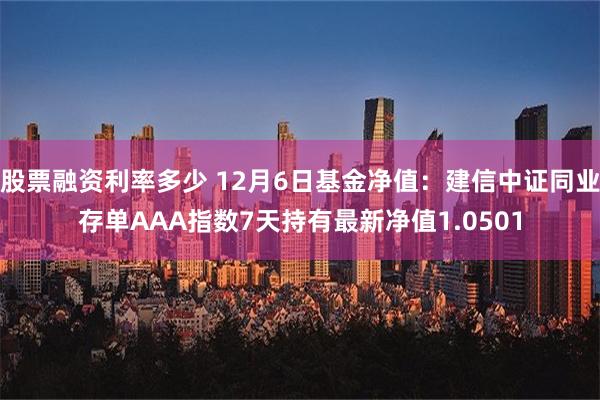 股票融资利率多少 12月6日基金净值：建信中证同业存单AAA指数7天持有最新净值1.0501